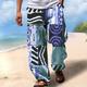 Christmas Beach Pants Tribal Geometric Pattern Mens Graphic Summer Daily Holiday Brown Cotton African Trousers Drawstring Elastic Waist 3D Print Color Block Prints Comfort Casual