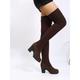 Women's Boots Sock Boots Plus Size Winter Boots Daily Solid Color Over The Knee Boots Thigh High Boots Winter Chunky Heel Fashion Sexy Classic Faux Suede Black Brown