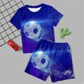 Boys 3D Football Tee Pants Pajama Set Short Sleeve 3D Print Summer Active Fashion Daily Polyester Kids 3-12 Years Crew Neck Home Causal Indoor Regular Fit