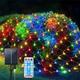 Mesh Net Christmas Lights Solar Powered 8 Modes 9.8X6.6Ft 200LED bush Tree Wrap Decor Fairy Twinkle Outdoor String Lights for HalloweenHolidayPartyPatioWeddingGarden