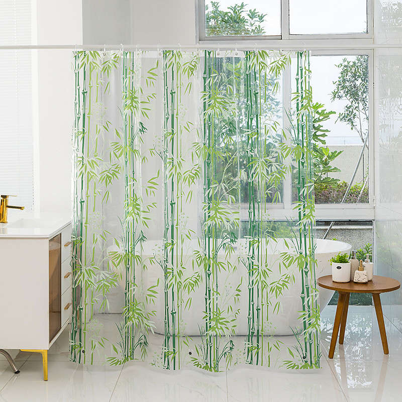 PEVA Shower Curtain 180cm180cm(7070) Washable Waterproof Pattern Bamboo Forest