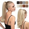 Clip in Ponytail Extension Medium Brown 18 Inch Pony Tails Hair Extensions for Women Long Straight Curly Tail Ponytail Hair piece Synthetic Fake Versatile Pony