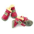 Dog Boots / Shoes Snow Boots Puppy Clothes Solid Colored Fashion Waterproof Keep Warm Winter Dog Clothes Puppy Clothes Dog Outfits Silver Gray Black Red PU Leather Suede