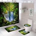 4pcs Nature Forest Shower Curtain Set Bridge Bathroom Sets With Shower Curtain And Rugs Waterproof Shower Curtain Non-Slip Rug Toilet Lid Bathroom Mat And 12 Plastic Hooks Bathroom Accessories