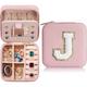 Trendy Travel Jewelry Case, Personalized Gifts,Pink Travel Jewelry Box,Birthday Gifts for Women Valentine's Day Gifts for Teens Girls Initial Travel Jewelry Case