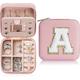 Trendy Travel Jewelry Case, Personalized Gifts,Pink Travel Jewelry Box,Birthday Gifts for Women Valentine's Day Gifts for Teens Girls Initial Travel Jewelry Case