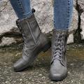 Women's Boots Combat Boots Lace Up Boots Outdoor Daily Booties Ankle Boots Zipper Flat Heel Round Toe Vintage Casual Comfort Walking Faux Leather Patent Leather Zipper Light Brown Black Gray
