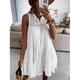 robe blanche Robe dentelle Robe casual Femme Mini robe Dentelle A Volants Plein Air Vacances Rendez-vous Vêtement de rue Col V Sans Manches Standard Blanche S M L XL