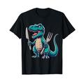 Green TRex Gabel und Messer Cool Dinosaurier T-Shirt