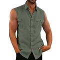 Per uomo Camicia Camicia Estiva Camicia casual Camicia da Spiaggia Camicia con Bottoni Nero Blu Viola Verde Senza Maniche Semplice Bavero Vacanza Camicia hawaiana Tasca Abbigliamento Cotone Poliestere