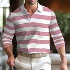 Per uomo POLO Camicia da golf Golf Informale Per eventi Classico Manica lunga Di tendenza Essenziale Strisce Asciugatura rapida Estate Standard Nero Rosa Verde militare Blu marino scuro POLO