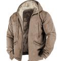 Per uomo Sherpa Linend Marrone Verde Cachi Grigio Con cappuccio Stampe astratte Cerniera Tasche Sportivo Giornaliero Sport Stampa 3D Vello Streetwear Originale Informale Inverno Abbigliamento Felpe