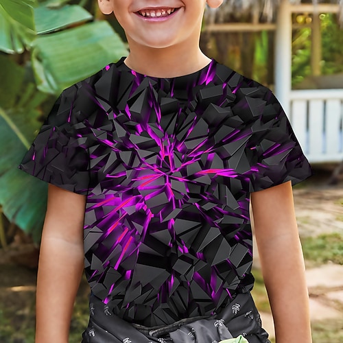 Da ragazzo 3D Pop art 3D Print maglietta T-shirt Manica corta Stampa 3D Estate Primavera Attivo Sportivo Di tendenza Poliestere Bambino 3-12 anni Esterno Informale Giornaliero Standard