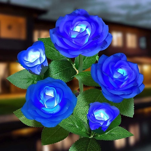 Luci di Giardino Solari Rosa Decorazioni Realistiche LED Fiore di Rosa per Cimitero Luci di Picchetti per Giardino Cortile Cortile e Decorazione per Tomba Impermeabile (Rosso Con 3 Teste di Fiore