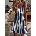 Per donna Vestito longuette Abito casual Abito con bretelline Mini abito Prendisole Moda Essenziale Sensuale Da mare Giornaliero Per eventi Standard A strisce Senza maniche A V Nero Vino Blu Verde
