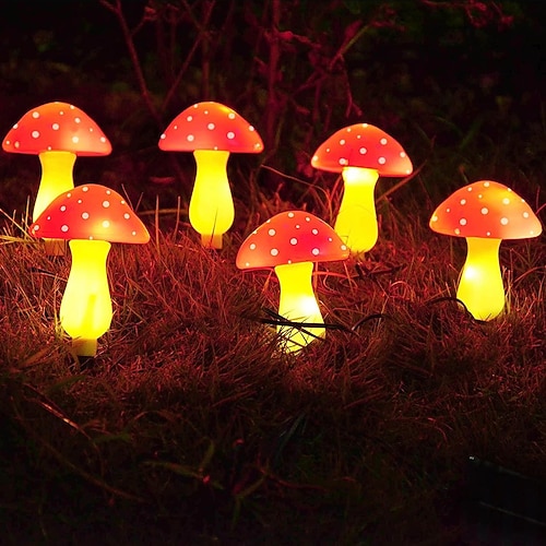 luci a fungo da giardino impermeabili esterne solari 6led 8 modalità illuminazione giardino prato cortile villa passerella patio paesaggio vacanza decorazione luce