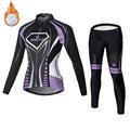 Malciklo Per donna Manica lunga Maglia con pantaloni da ciclismo Inverno Estate Vello Velluto Viola Giallo Rosso Taglie forti Bicicletta Maglietta / Maglia Calzamaglia / Salopette / Corsari Completo