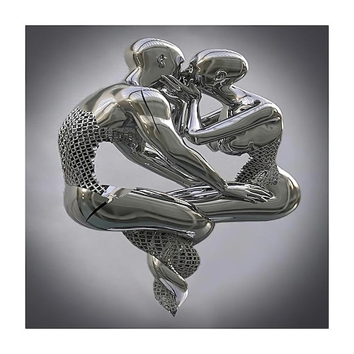 3d wall art amore cuore stampe/poster scultura in metallo coppia abbraccio immagine moderna decorazione della casa appeso a parete regalo tela arrotolata senza cornice non allungata