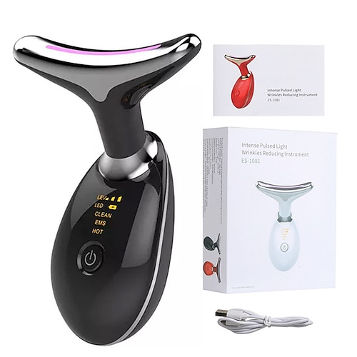 Dispositivo di bellezza per viso e collo a microcorrente EMS dispositivo di ringiovanimento LED Photon massaggiatore facciale anti-rughe cura della pelle per rimuovere il doppio mento regalo di San