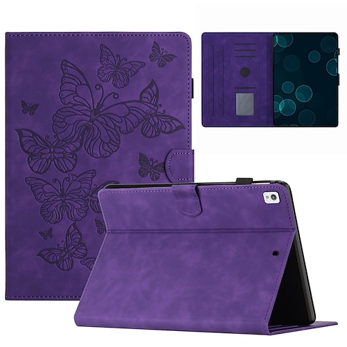 Tavoletta Custodie cover Per Apple Mini 11 iPad Air 5° ipad 9th 8th 7th Generation 10.2 inch iPad Air 3° Con supporto Con chiusura magnetica Porta-carte di credito Farfalla Tinta unita TPU pelle