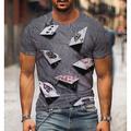 Per uomo 3D Carte francesi maglietta Manica corta maglietta Stampa 3D Rotonda Camicia Vintage Originale Informale Feste Giornaliero Nero Giallo Rosa Abbigliamento Plus Size S M L XL XXL 3XL 4XL