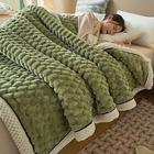 ponderata pesante accogliente coperta sherpa doppio strato addensato pisolino coperta con fagioli coperta di velluto flanella piccola coperta lenzuolo corallo copertura di velluto coperta divano