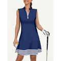 Per donna vestito da golf Blu marino Senza maniche Protezione solare Completo da tennis Strisce Abbigliamento da golf da donna Abbigliamento Abiti Abbigliamento
