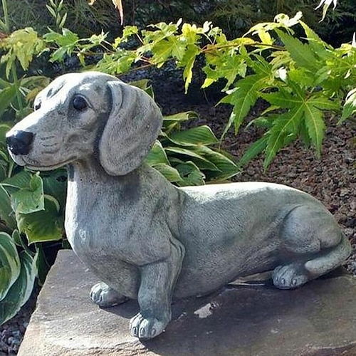 bassotto statua arredo giardino memoriale cane statuine cucciolo sdraiato arredo decorazione giardino accessori fai da te arredo casa