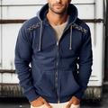 Per uomo Felpa con cappuccio e zip Felpe con zip Nero Verde militare Blu marino Con cappuccio Liscio Zip Up Lacci Sportivo Giornaliero Per eventi Poliestere Streetwear Fantastico Informale Primavera