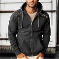 Per uomo Felpa con cappuccio e zip Felpe con zip Nero Verde militare Blu marino Con cappuccio Liscio Zip Up Lacci Sportivo Giornaliero Per eventi Poliestere Streetwear Fantastico Informale Primavera