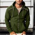 Per uomo Felpa con cappuccio e zip Felpe con zip Nero Verde militare Blu marino Con cappuccio Liscio Zip Up Lacci Sportivo Giornaliero Per eventi Poliestere Streetwear Fantastico Informale Primavera