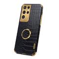 telefono Custodia Per Samsung Galaxy S25 S24 S23 S22 S21 Ultra Plus S20 A12 A32 S20 FE Copertura Posteriore Portatile Supporto ad anello Magnetico Tinta unita Pelle PU