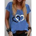 Maglietta a cuore per donne di San Valentino tops regolari basic manica corta collo a V stampa vestibilità regolare weekend di San Valentino rosso blu viola verde grigio