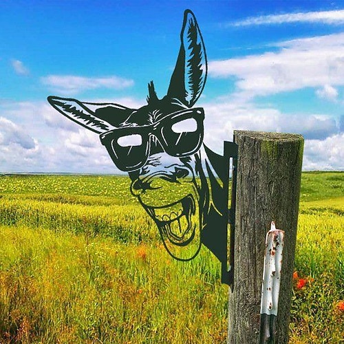 animali metallo giardino art decor, divertente mucca che fa capolino sculture da parete in metallo arte del ferro battuto resistente alle intemperie mucca segno esterno giardino agriturismo arredamento mucca parete arredamento