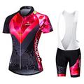 Malciklo Per donna Manica corta Maglia con salopette corta da ciclismo Estate Elastene Licra Poliestere RosaBianco Viola Giallo Geometrico Formale Taglie forti Bicicletta Maglietta / Maglia Calze