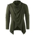 t-shirt manica lunga da uomo retro cavaliere solido colletto mucchio casual camicetta pullover punk asimmetrico allentato top verde militare