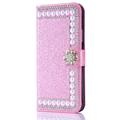 Custodia per iPhone 16e iPhone 16 iPhone 15 Pro Max Plus iPhone 14 13 12 11 Pro Max Mini X XR XS Max 8 7 Plus Custodia a portafoglio Flip Cover con supporto anello magnetico antishock duro strass PU