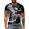 Per uomo Macchina maglietta Manica corta maglietta Stampa 3D Rotonda Camicia Sportivo Di tendenza Originale Esterno Strada Informale Argento Nero / Bianco Nero / Grigio Estate Abbigliamento S M L XL