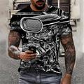 Per uomo Macchina maglietta Manica corta maglietta Stampa 3D Rotonda Camicia Sportivo Di tendenza Originale Esterno Strada Informale Argento Nero / Bianco Nero / Grigio Estate Abbigliamento S M L XL