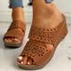 sandali con zeppa neri da donna con motivo floreale ritagliato – comode scarpe estive slip-on con dettagli cuciti