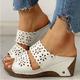 sandali con zeppa neri da donna con motivo floreale ritagliato – comode scarpe estive slip-on con dettagli cuciti