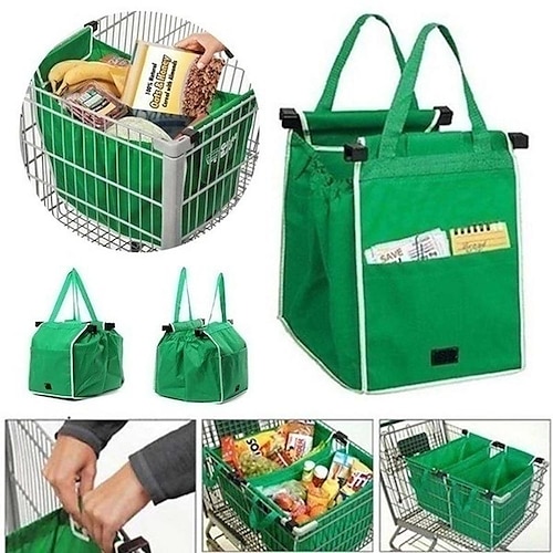ispessito verde carrello del supermercato borsa della spesa borsa in tessuto borsa in tessuto non tessuto borsa per afferrare il prodotto