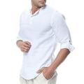 Per uomo Camicia Camicia di lino Camicia Estiva Camicia da Spiaggia Semplice Vacanza Camicia hawaiana Bianco Rosa Marrone Cachi Manica Lunga Girocollo Primavera Autunno Abbigliamento Bottonato