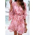 Per donna Taglie UE / USA Mini abito Abito casual Vestito tubino Prendisole Abito boho Boemia stile sveglio Hawaiano A farfalla Da mare Strada Appuntamento Taglia piccola Rosa Stampa 3D Tropicale