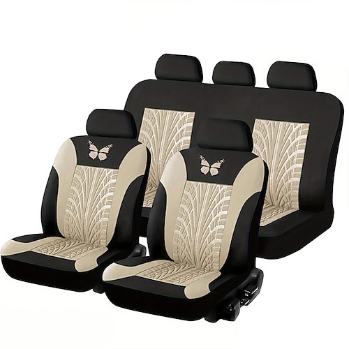 5 posti coprisedili per auto set completo coprisedili per auto completamente circondati interni auto lavabili traspiranti comodi coprisedili per auto ricamati con motivo a farfalla