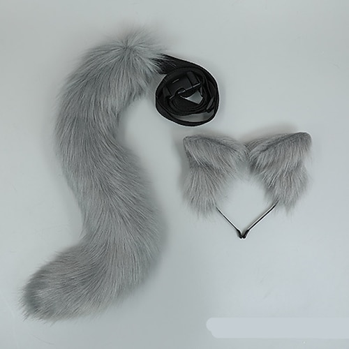pelliccia volpe gatto lupo cerchietto coda flessibile pelliccia sintetica orecchie carnevale festa di natale lolita costumi cosplay fursuit set di accessori festa in maschera regalo