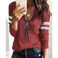 Maglietta da donna a manica lunga con zip a quarti Maglietta a manica lunga casual con zip Felpa Pullover Sportiva Basica Texturizzata Waffle Street V Collo Mezza Zip Nera Bianca Rossa Blu Grigia