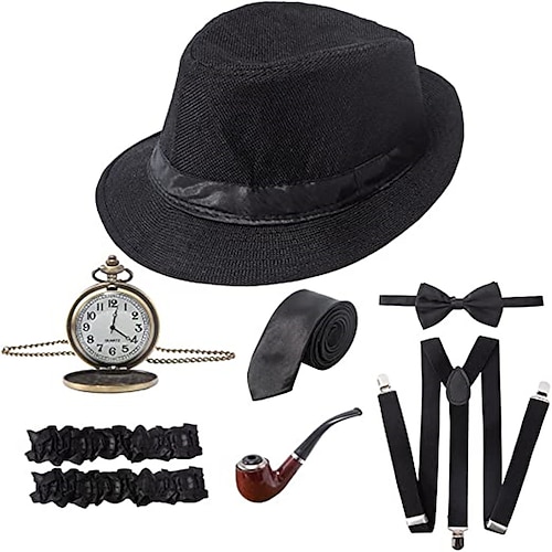 Anni 1920 Abiti Set di accessori Costume Per uomo Halloween Addio al Nubilato Festival Cravatta Cappello Tutte le stagioni