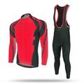 Per uomo Maglia con salopette lunga da ciclismo Manica lunga Ciclismo da montagna Cicismo su strada Inverno Nero Giallo Rosso Bicicletta Pantalone / Sovrapantaloni Maglietta / Maglia Calzamaglia