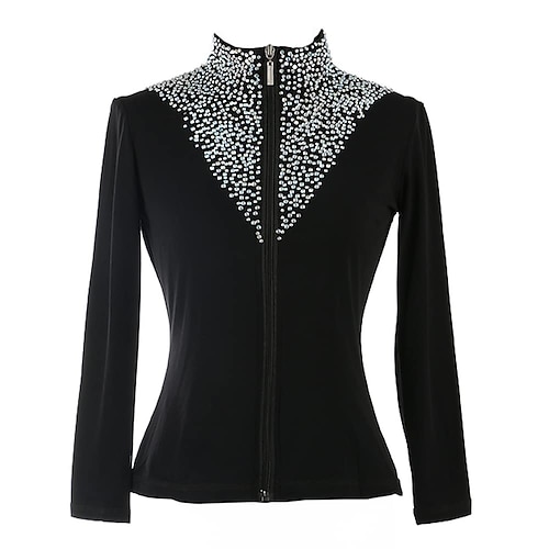 Giacca di pile per pattinaggio ghiaccio Per donna Da ragazza Pattinaggio sul ghiaccio Giacca Superiore Nero Rosa Elasticizzato Addestramento Competizione Vestiti da pattinaggio sul ghiaccio Tenere al